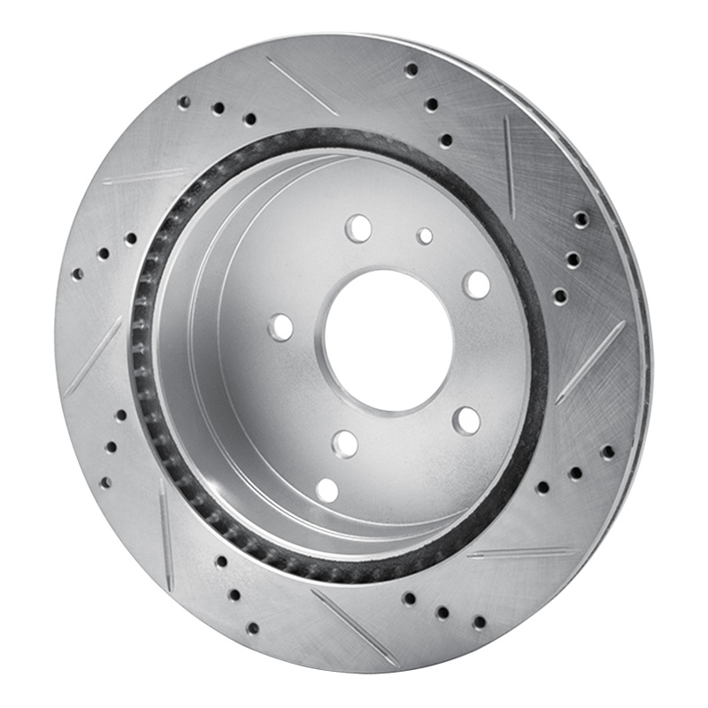 Chevrolet Captiva Brake Rotor (1) - Rear Left - R1 Concepts - Drilled & Slotted - Silver - `07-`15